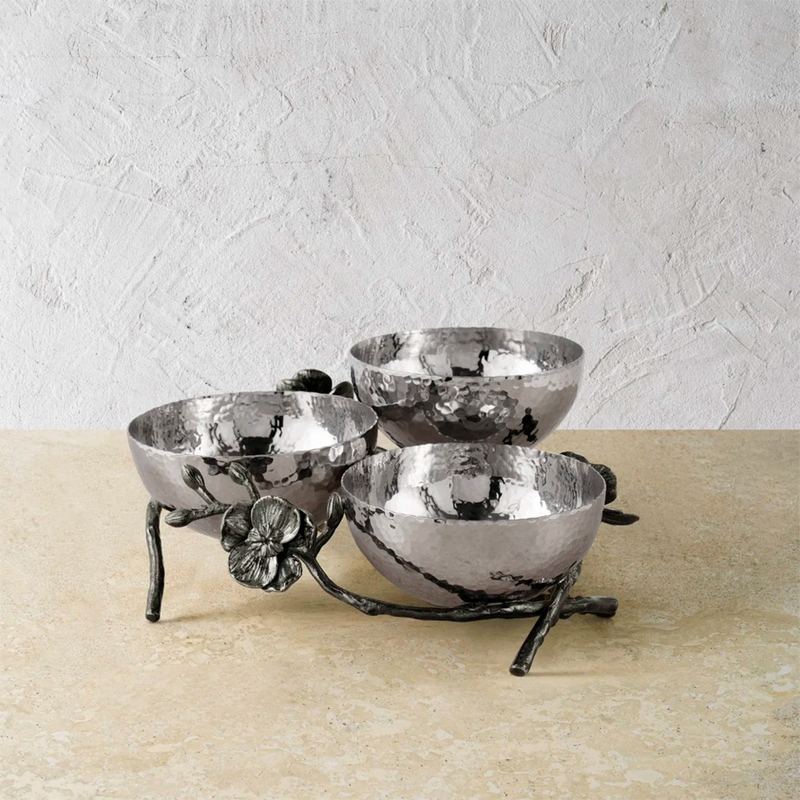 Triple Bowl Black Orchid Michael Aram