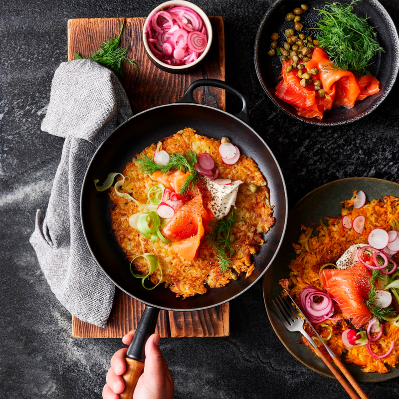 Sartén Redonda con Mango de Madera Negro 28 Le Creuset
