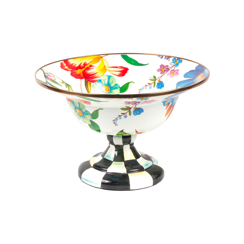 Bowl con Pedestal White Flower Market Large Mackenzie Childs