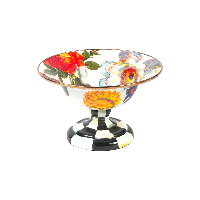 Bowl con Pedestal Small White Flower Market Mackenzie Childs