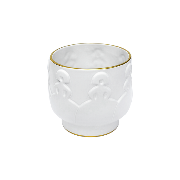 Flower Pot White with Gold Edge Full Design Meninarte
