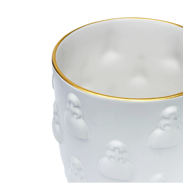 Flower Pot White with Gold Edge Half Design Meninarte