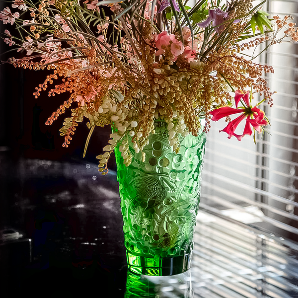 Florero Merles et Raisins Mediano Lalique