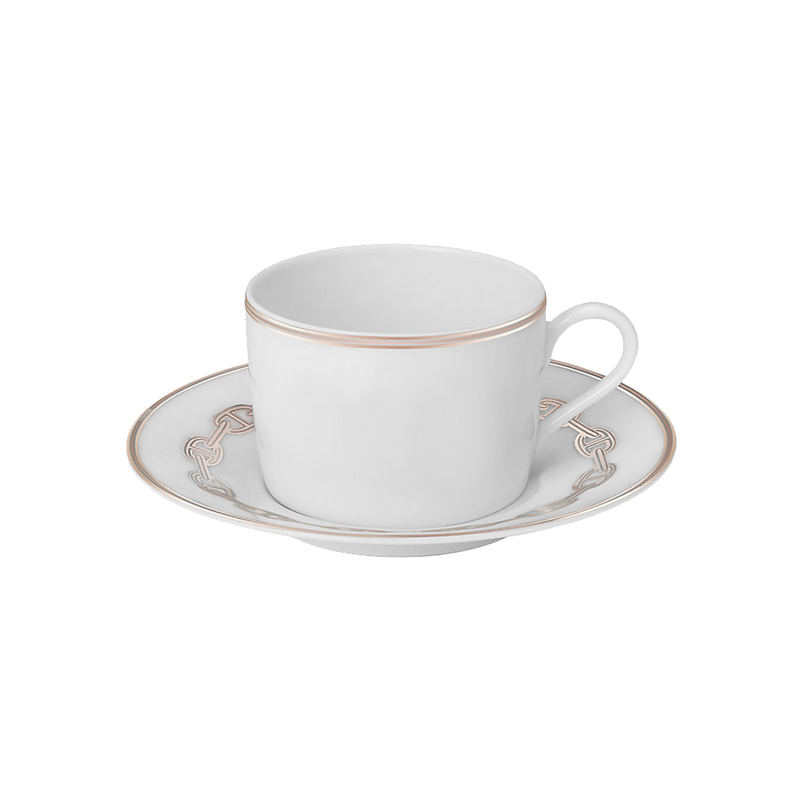 Chaine Platine Hermès Taza de Té y plato