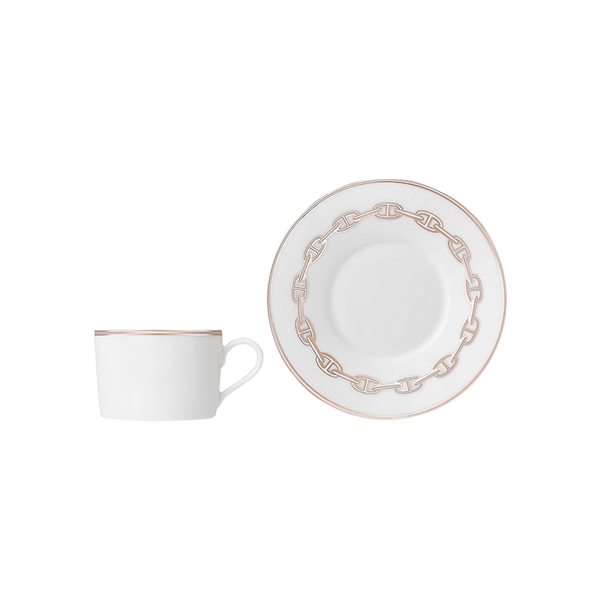 Chaine Platine Hermès Taza de Té y plato